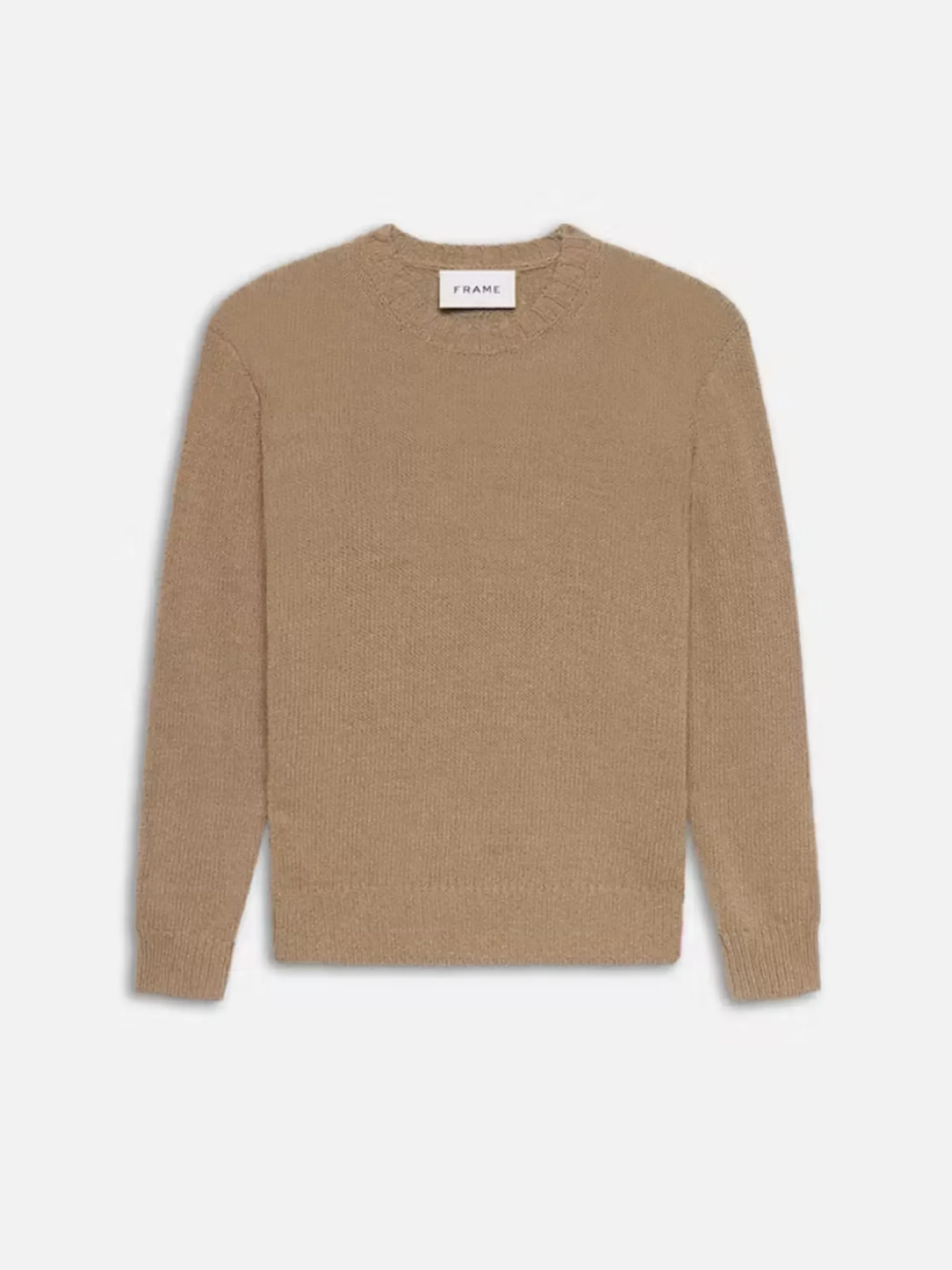 FRAME Rib Crewneck Sweater in Light Brown