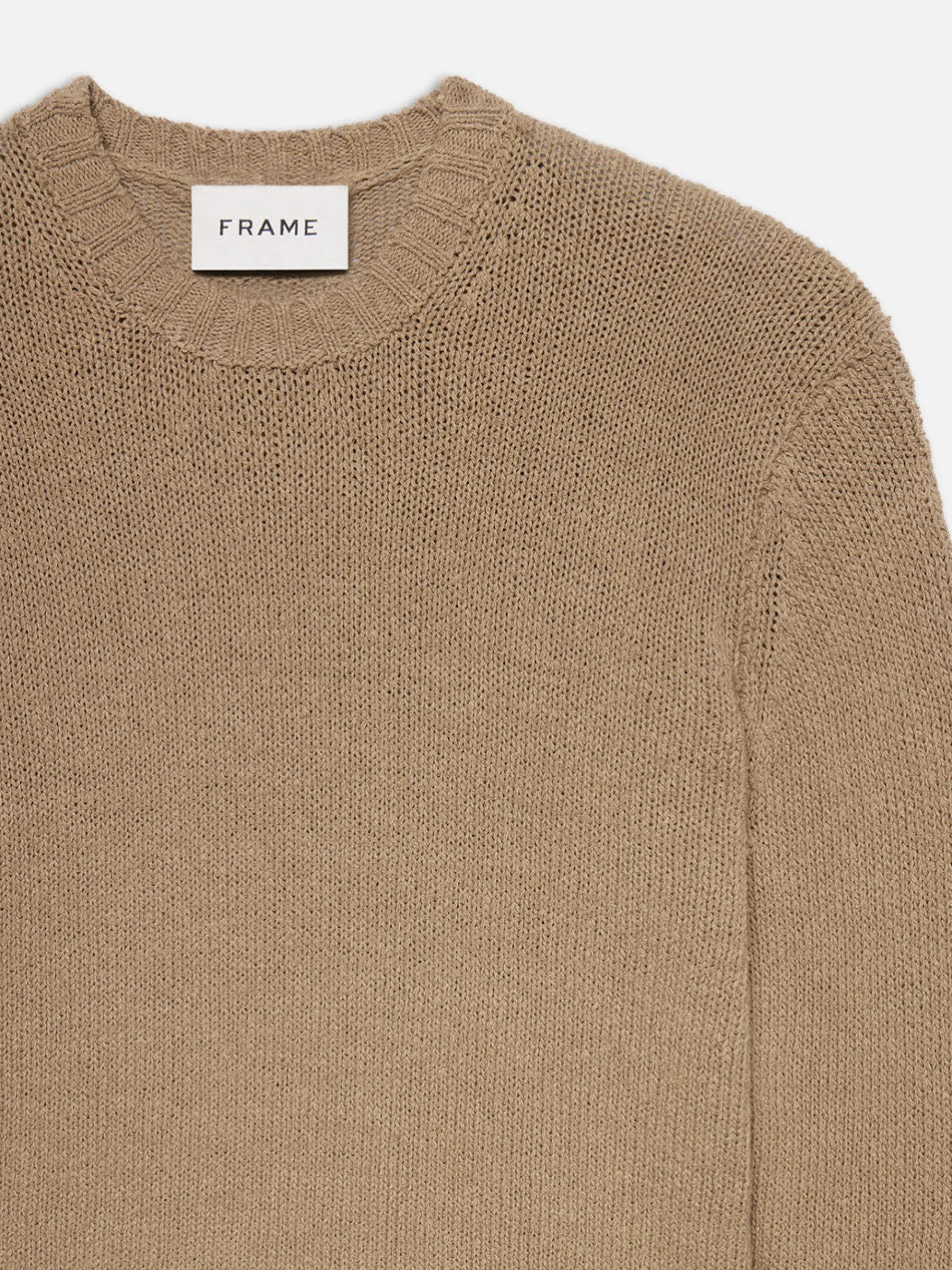 FRAME Rib Crewneck Sweater in Light Brown