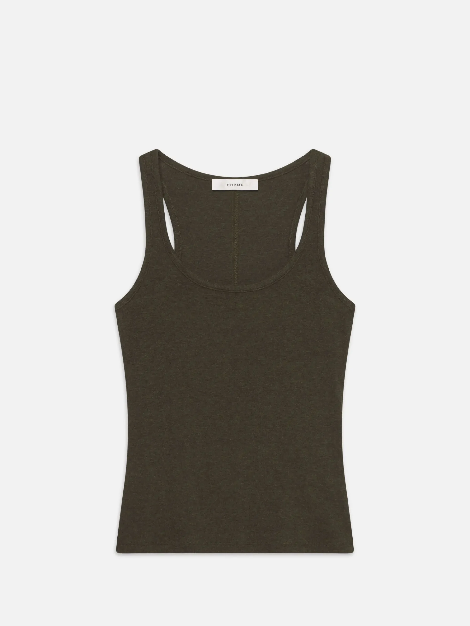 Women FRAME Rib Scoop Neck Tank in Rich Military Heather