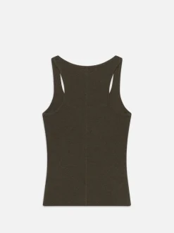 Women FRAME Rib Scoop Neck Tank in Rich Military Heather