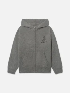 FRAME Ritz Men's Cashmere Full Zip Hoodie in Warm Gray