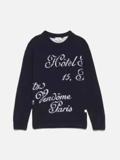 FRAME Ritz Mens Crew Sweater in Navy Multi