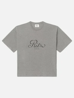 FRAME Ritz Men's Cropped Relaxed T Shirt in Heather Grey