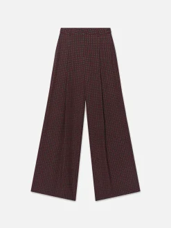 Women FRAME Ritz Women's Pleated Trouser in Bordeaux Multi