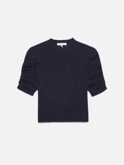 Women FRAME Ruched Sleeve Cashmere Sweater in