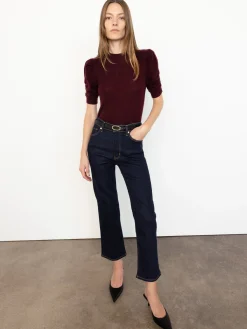 Women FRAME Ruched Sleeve Cashmere Sweater in