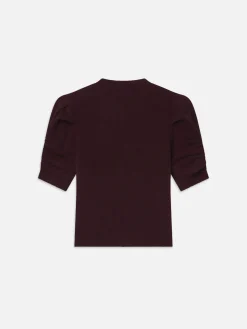 Women FRAME Ruched Sleeve Cashmere Sweater in