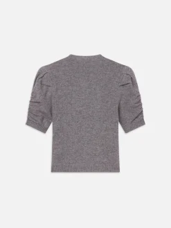 Women FRAME Ruched Sleeve Cashmere Sweater in Gris Heather