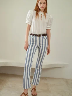 Women FRAME Ruffle Collar Inset Lace Top in