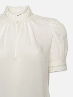 Women FRAME Ruffle Collar Inset Lace Top in