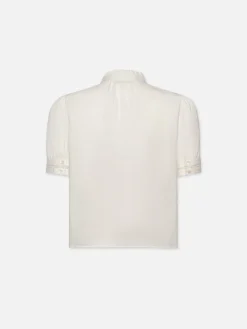 Women FRAME Ruffle Collar Inset Lace Top in