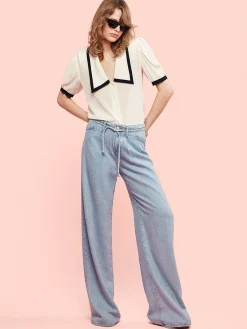 Women FRAME Sailor Blouse in Cream Multi