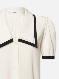 Women FRAME Sailor Blouse in Cream Multi