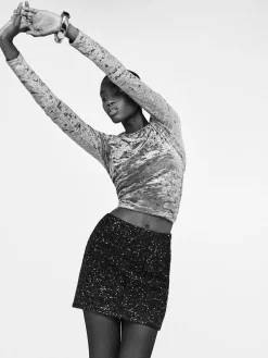 Women FRAME Sequin Mini Skirt in