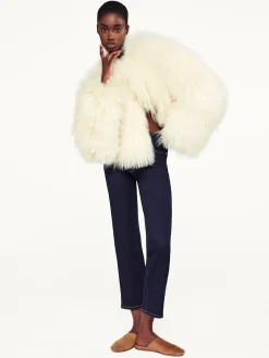 Women FRAME Shaggy Shearling Coat in