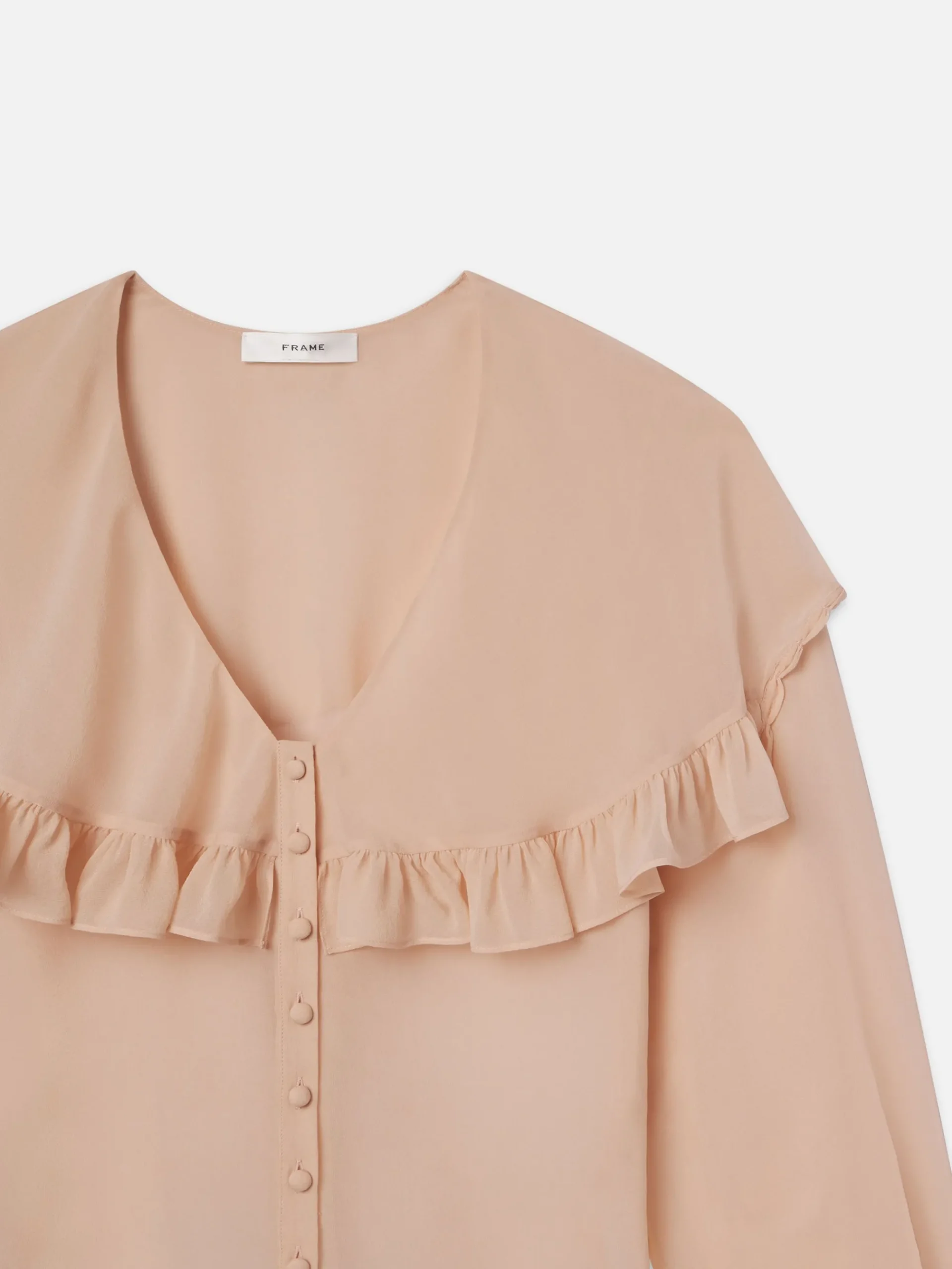 Women FRAME Sheer Ruffle Blouse in Light Petal