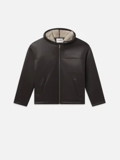 FRAME Sherpa Hoodie in Dark Brown