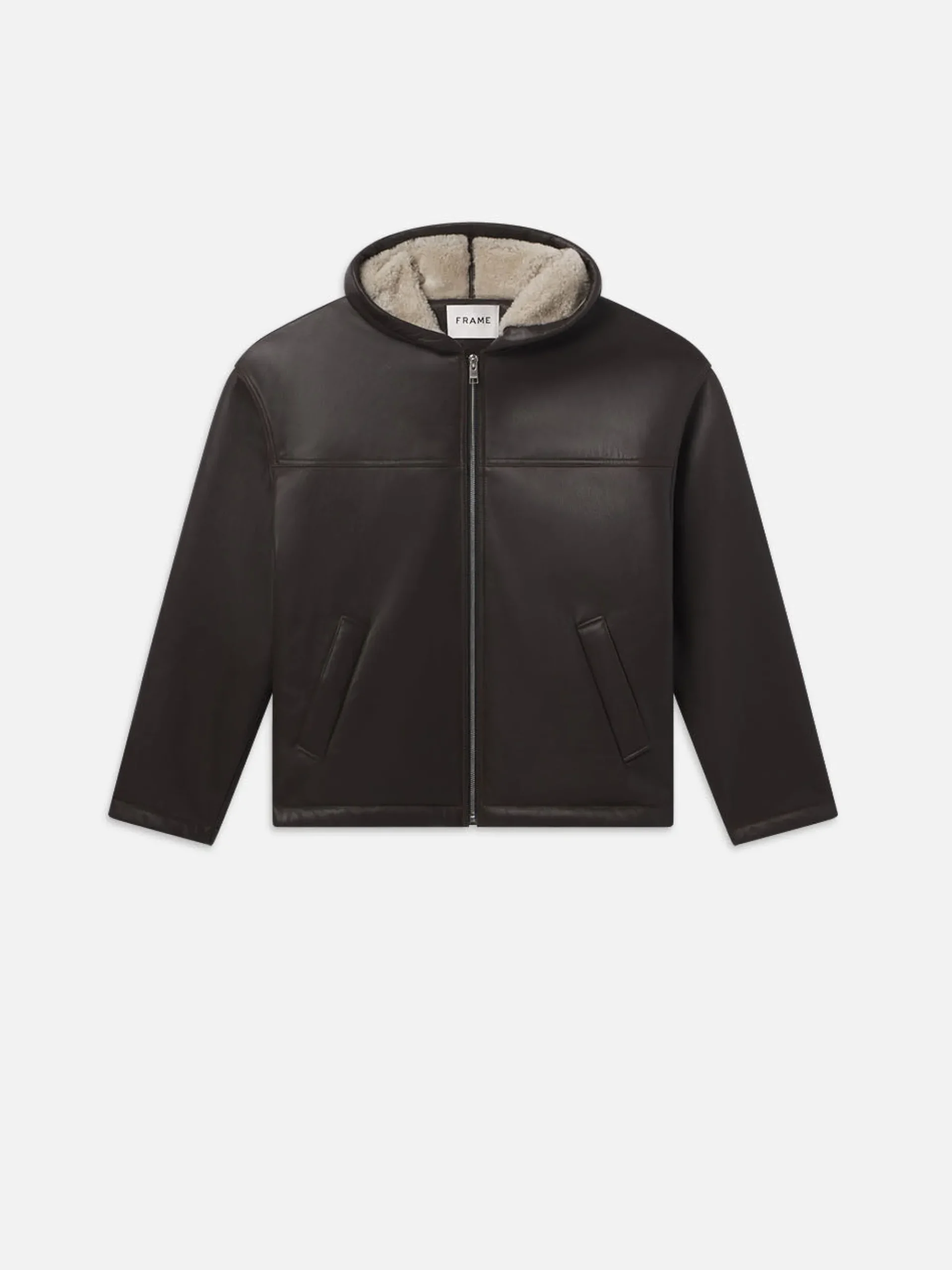 FRAME Sherpa Hoodie in Dark Brown