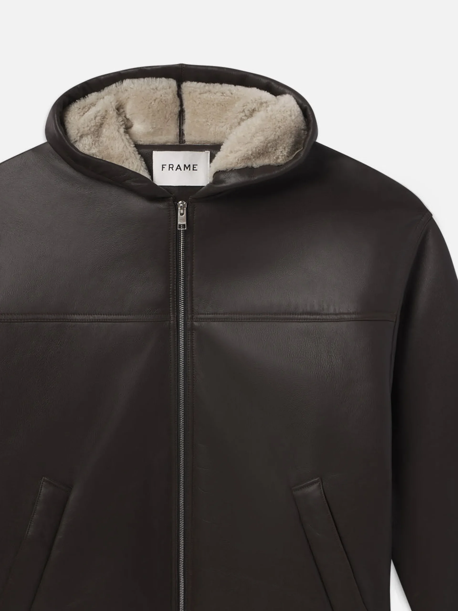 FRAME Sherpa Hoodie in Dark Brown