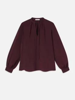 Women FRAME Shirred Tie Front Blouse in