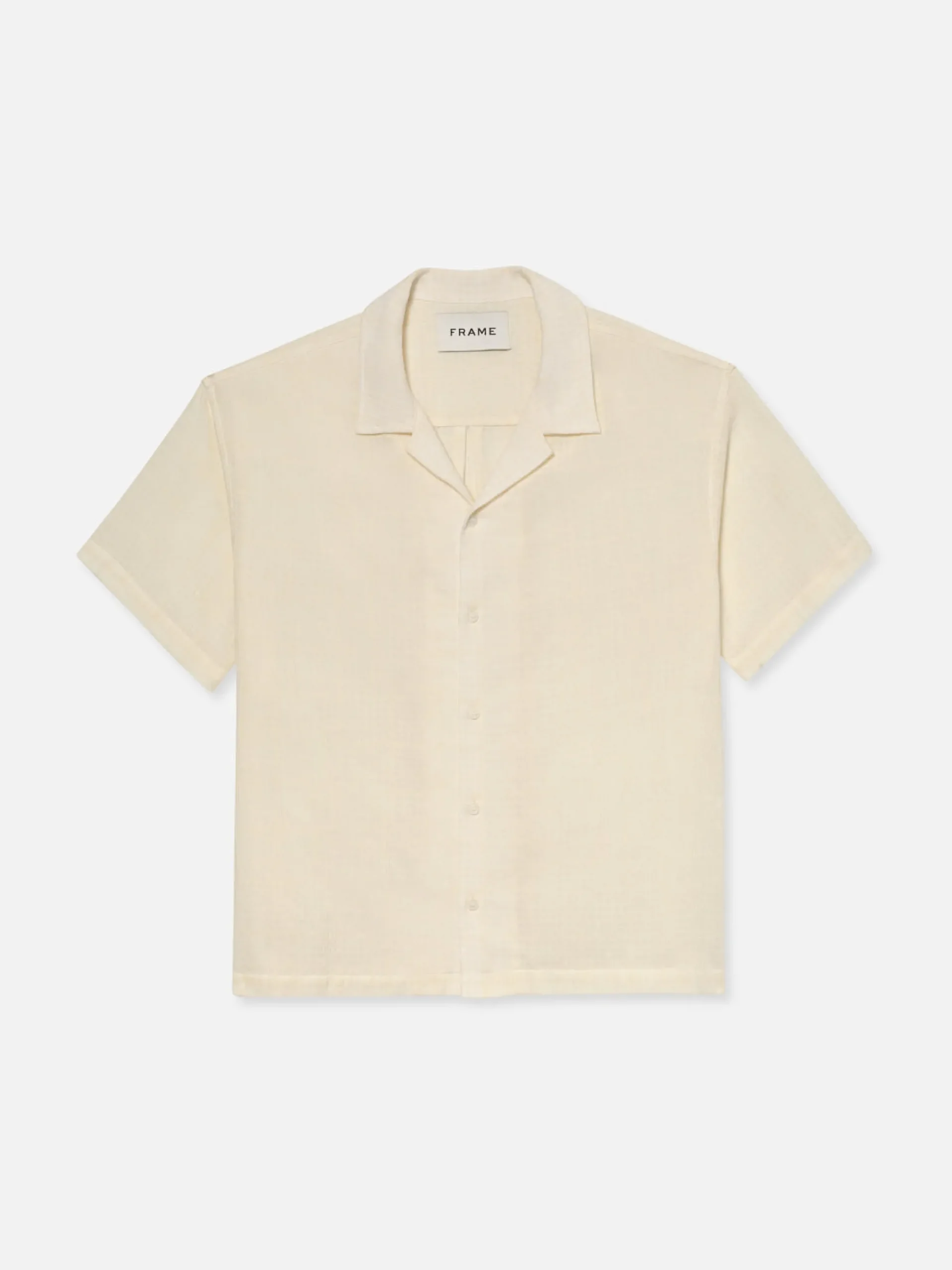 FRAME Short Sleeve Camp Collar Shirt in Off White
