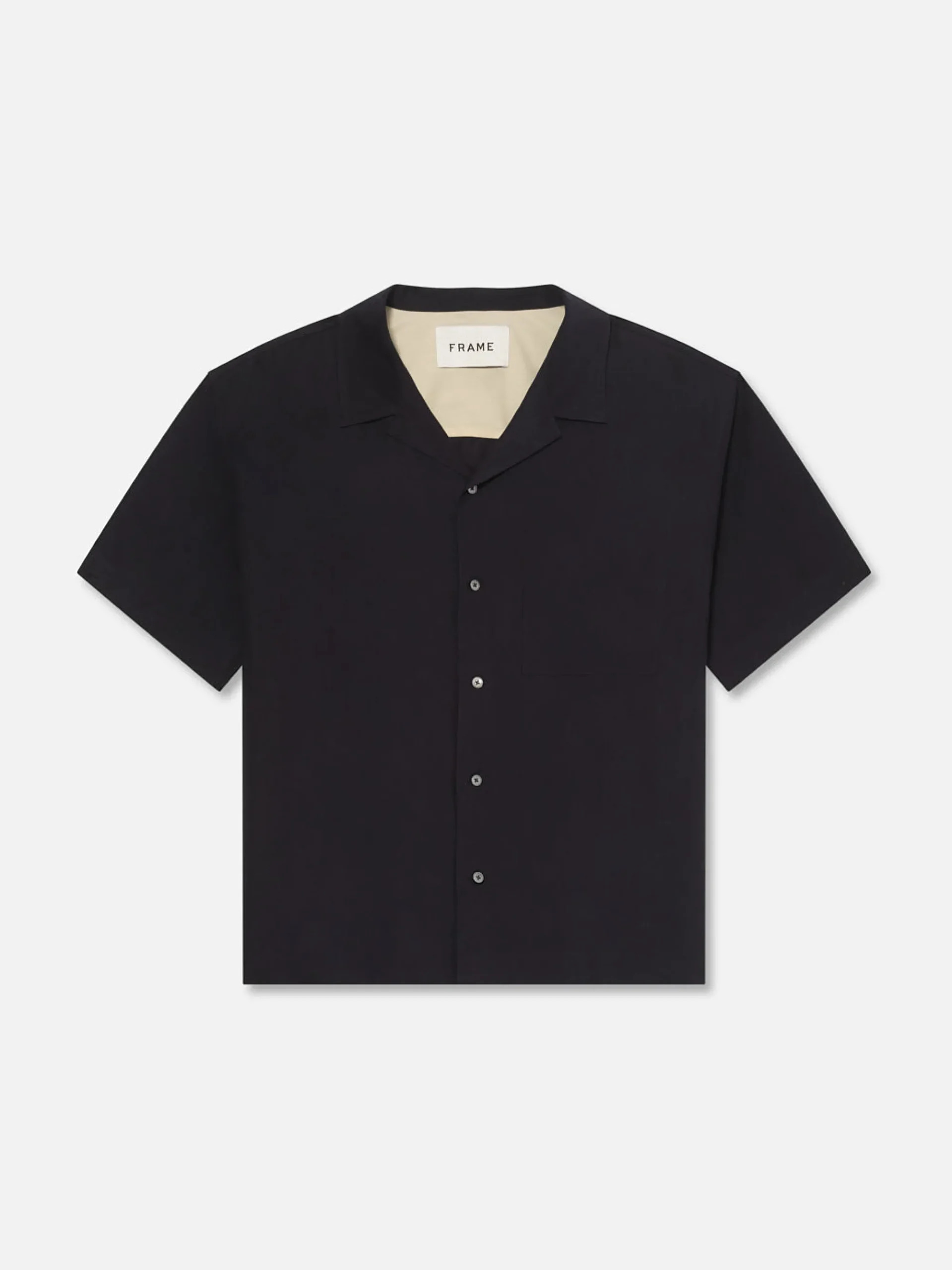 FRAME Short Sleeve Camp Collar Shirt in Dark Navy