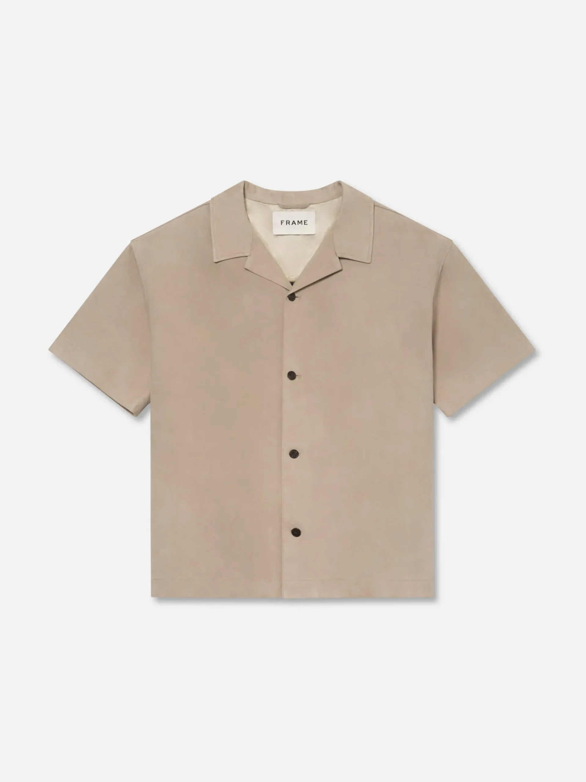 FRAME Short Sleeve Suede Shirt in Smoke Grey