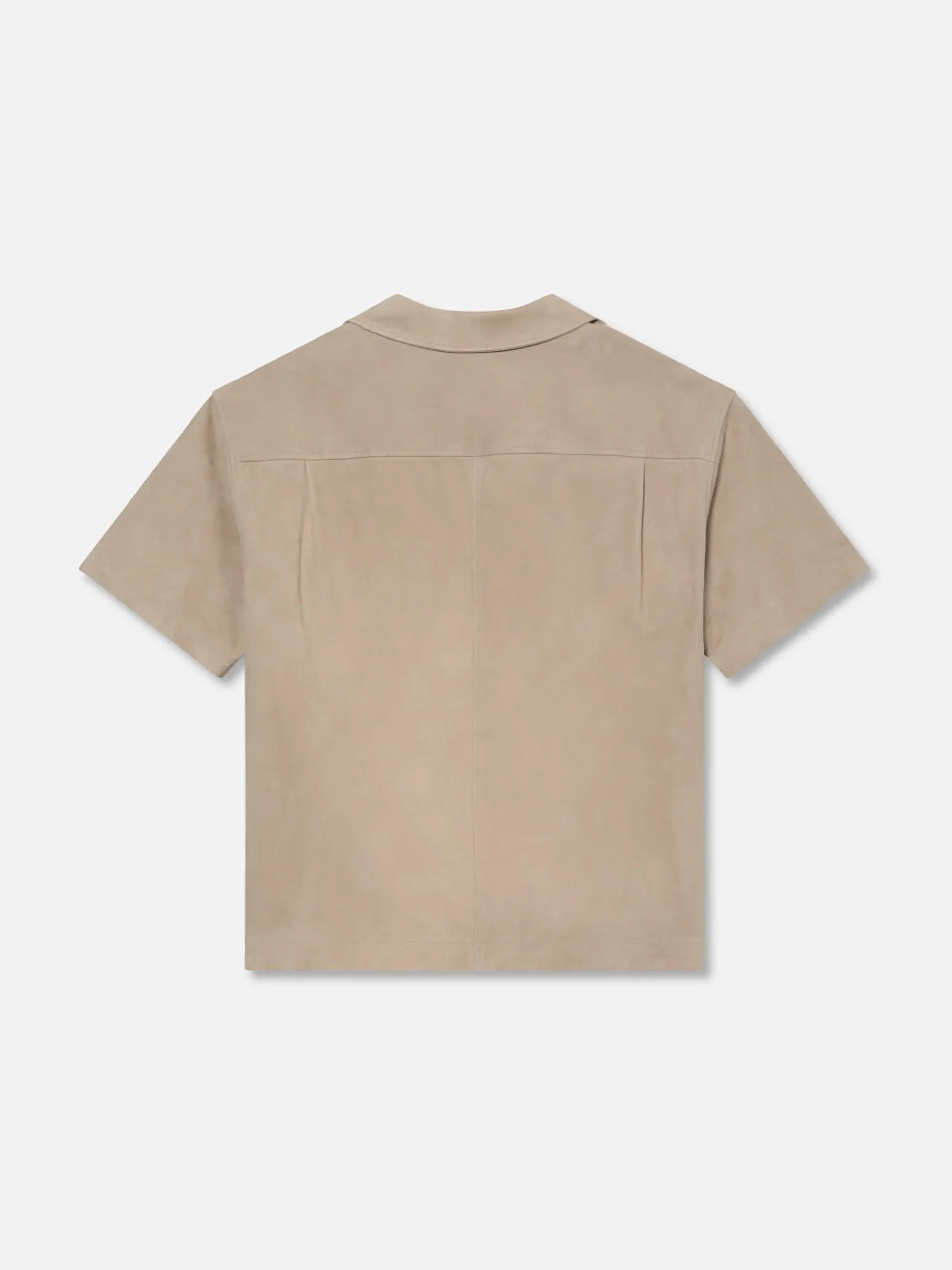 FRAME Short Sleeve Suede Shirt in Smoke Grey