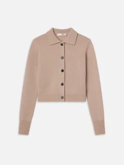 Women FRAME Shrunken Cashmere Cardi in Almond Pink