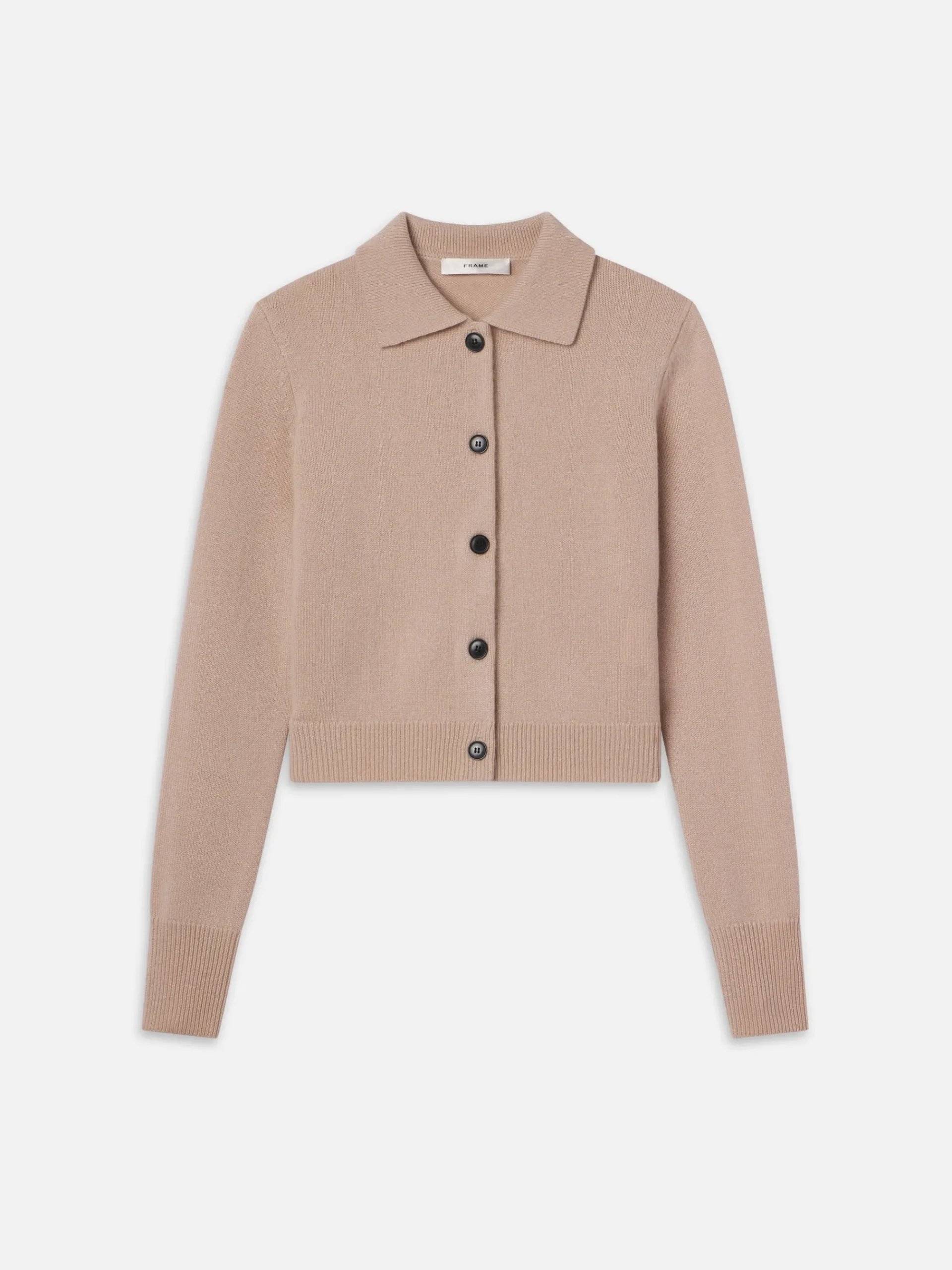 Women FRAME Shrunken Cashmere Cardi in Almond Pink