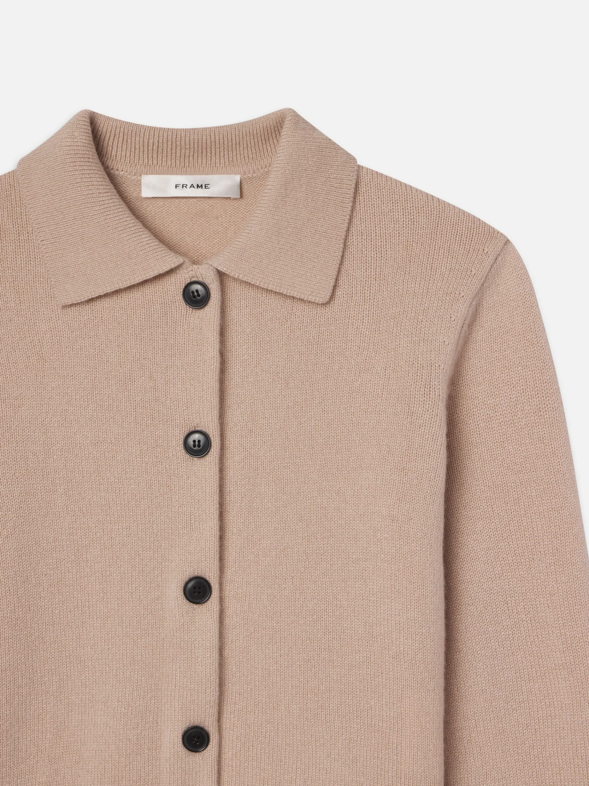 Women FRAME Shrunken Cashmere Cardi in Almond Pink