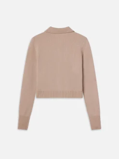 Women FRAME Shrunken Cashmere Cardi in Almond Pink