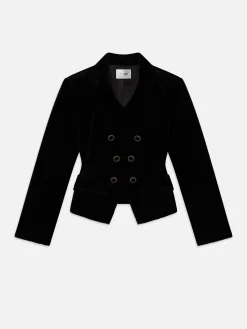 Women FRAME Shrunken Velvet Blazer in
