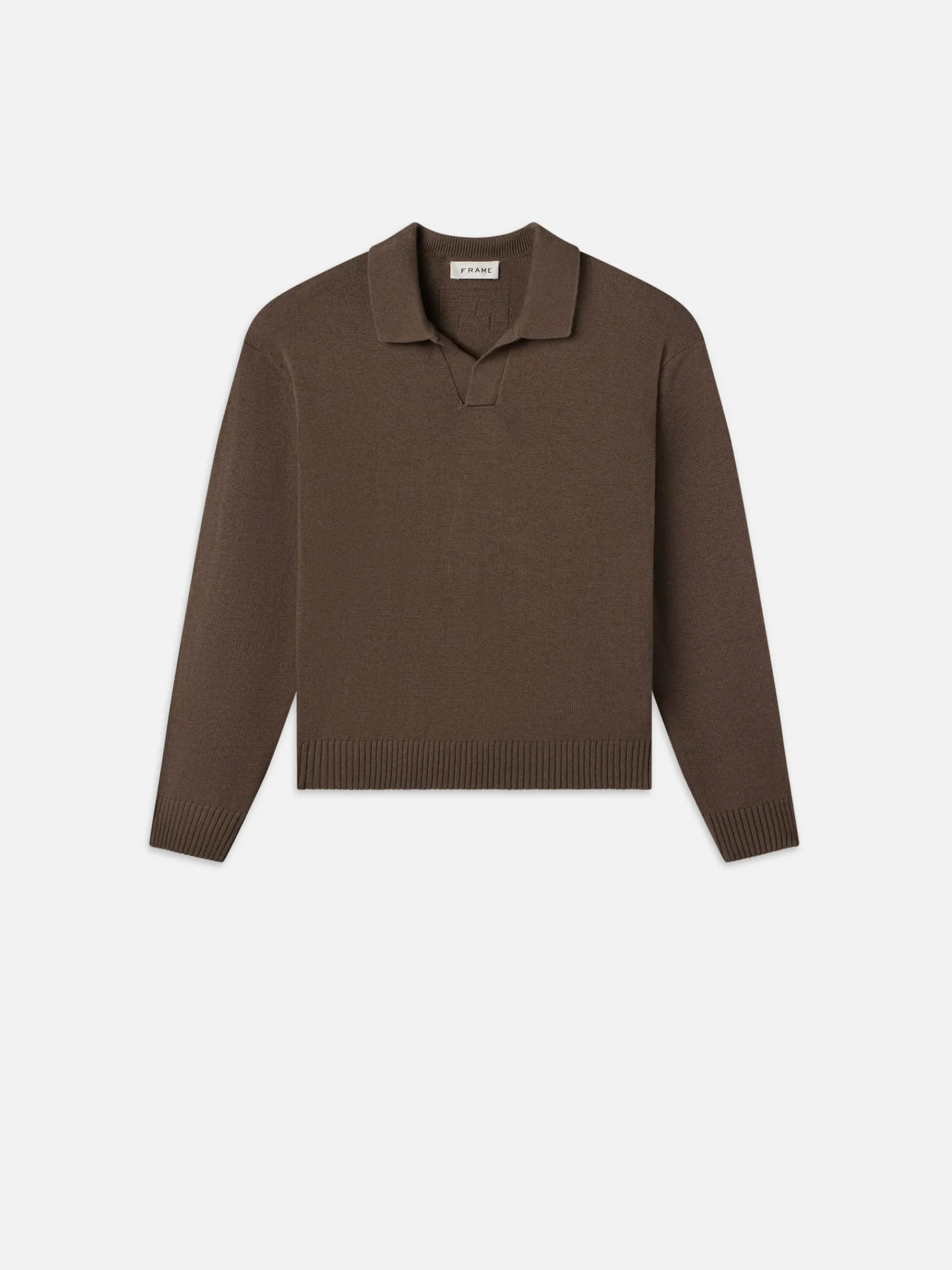 FRAME Silk Blend Polo Sweater in Soft Mocha