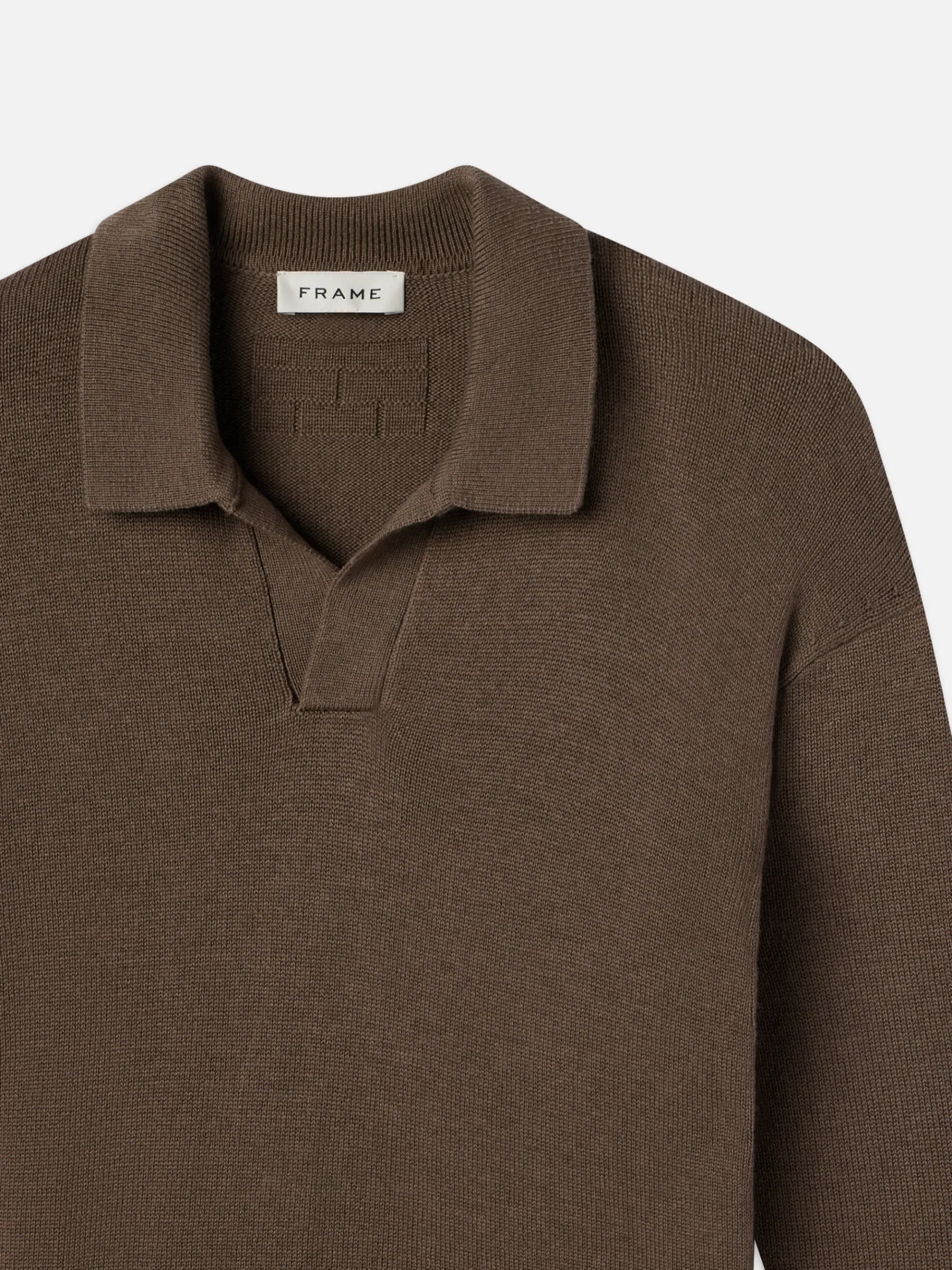 FRAME Silk Blend Polo Sweater in Soft Mocha