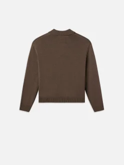 FRAME Silk Blend Polo Sweater in Soft Mocha