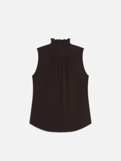 Women FRAME Sleeveless Ruffle Front Blouse in