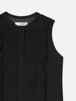 Women FRAME Sleeveless Ruffle Trim Blouse in