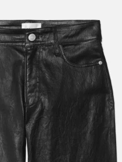 Women FRAME Slim Palazzo Crop Leather Trouser in