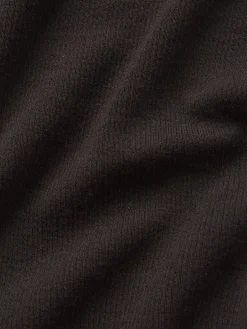 Women FRAME Slinky Long Sleeve Rib Henley in Chocolate Brown