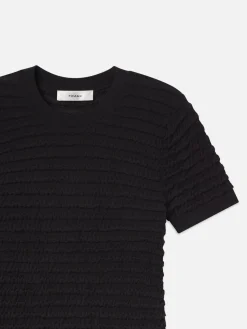 Women FRAME Smocked Short Sleeve Sweater in