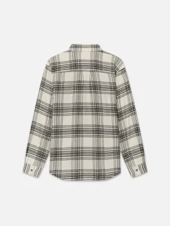 FRAME Spring Plaid Shirt in White Canvas/Black Plaid