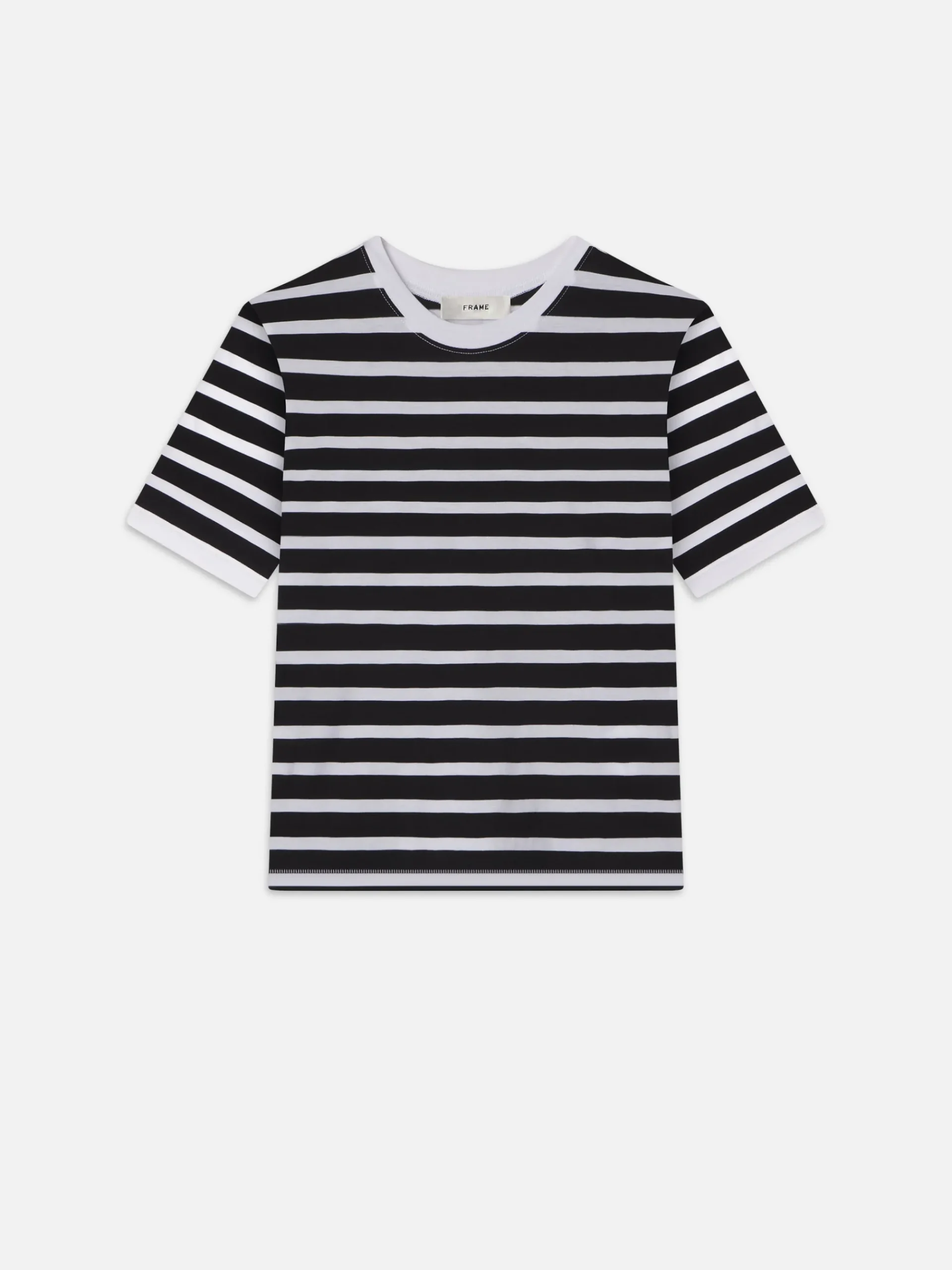 Women FRAME Striped Baby Tee in Black Multi