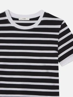 Women FRAME Striped Baby Tee in Black Multi