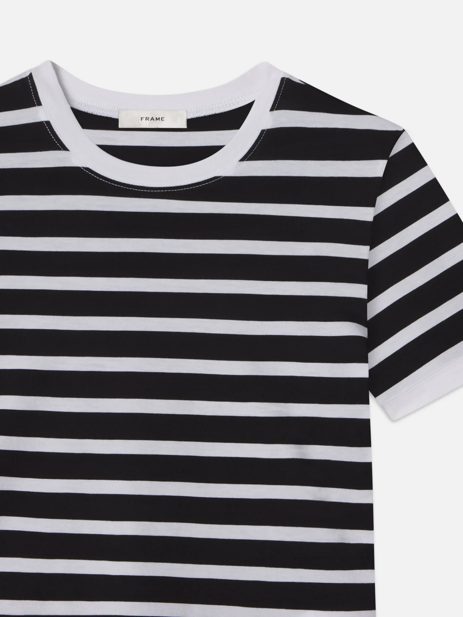 Women FRAME Striped Baby Tee in Black Multi