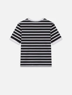 Women FRAME Striped Baby Tee in Black Multi