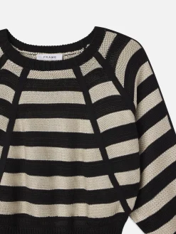 Women FRAME Striped Raglan Sweater in Black Multi