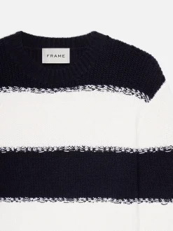 FRAME Striped Sweater in Dark Navy Stripe
