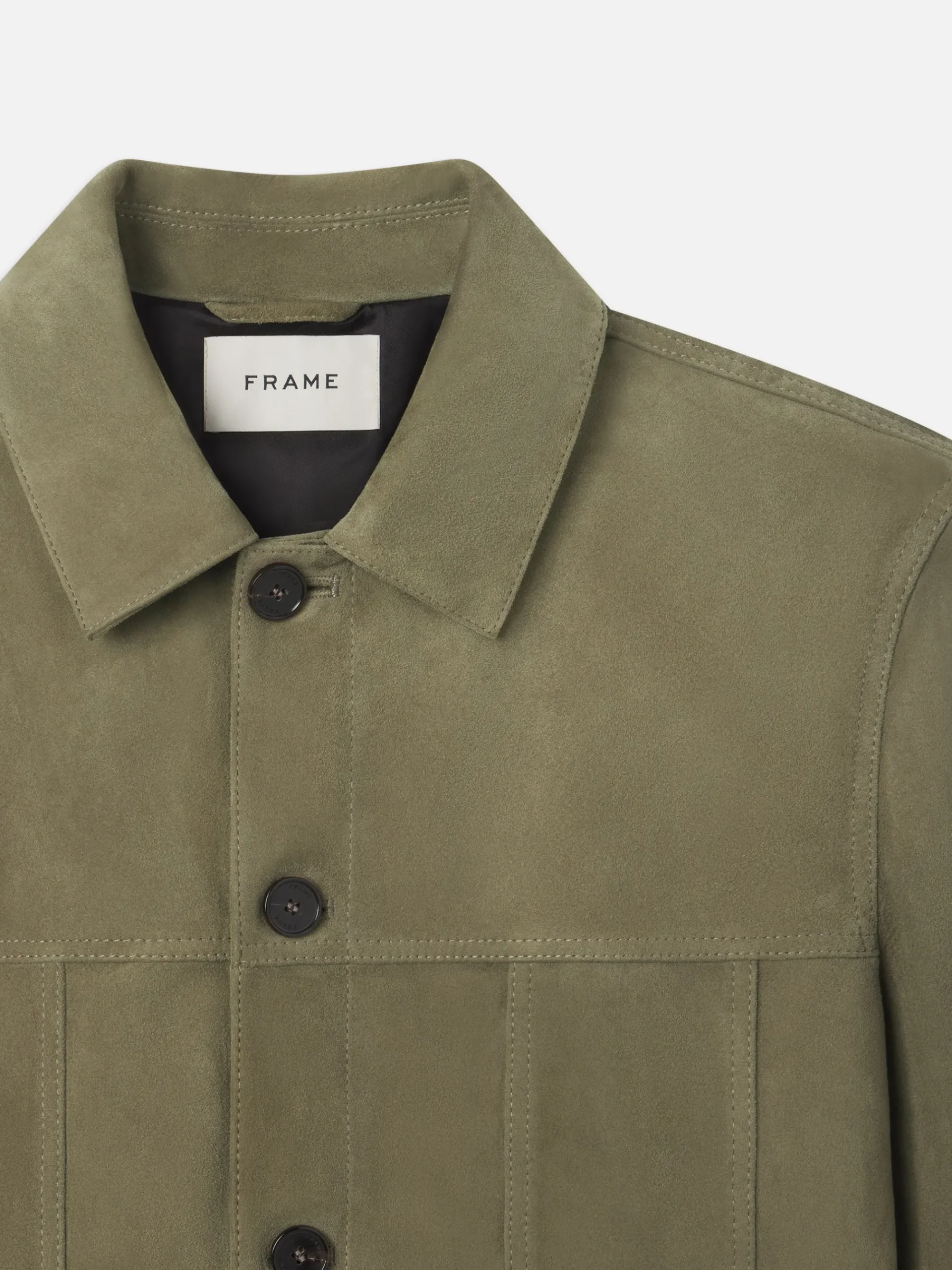 FRAME Suede Jacket in Light Olive