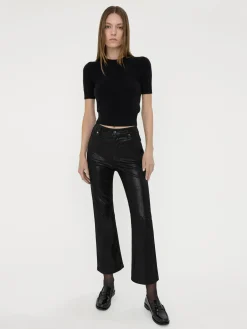 Women FRAME Suede Le Crop Mini Boot in Black Multi